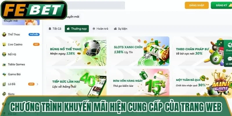 Các chương trình khuyến mãi hiện cung cấp của trang web