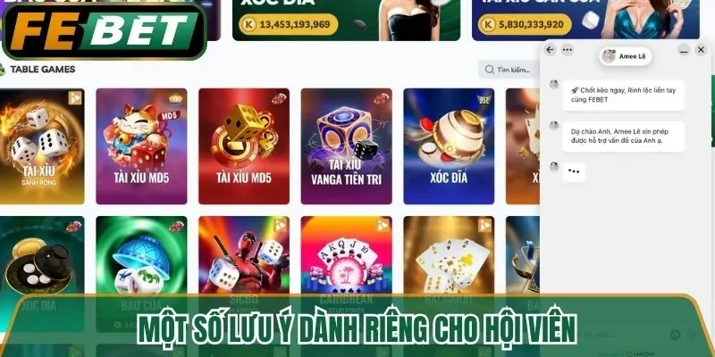 Một số lưu ý dành riêng cho hội viên